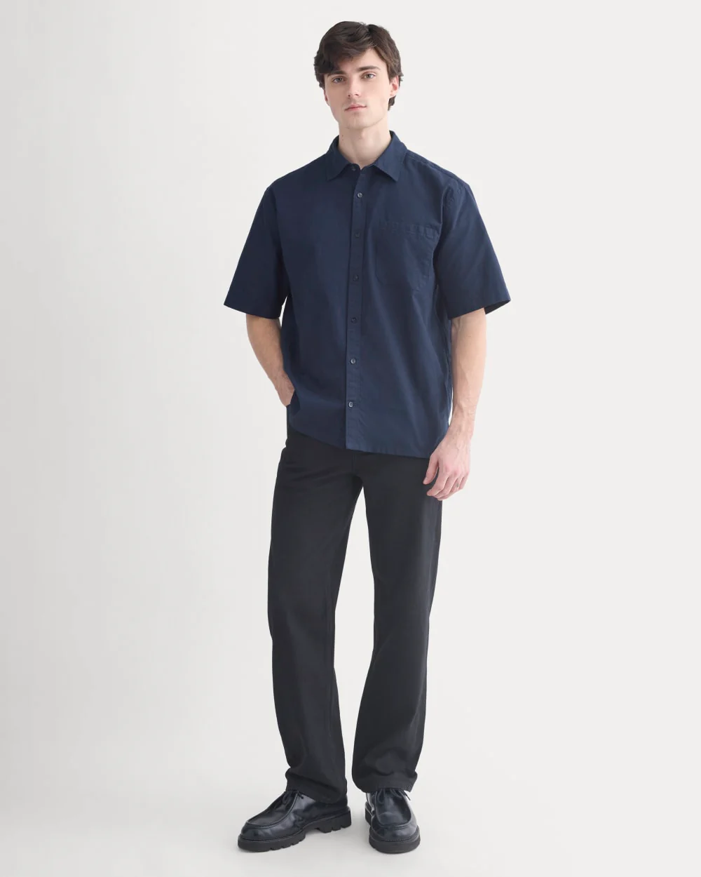 Lightweight Short-Sleeve Oxford | Navy - Image 3