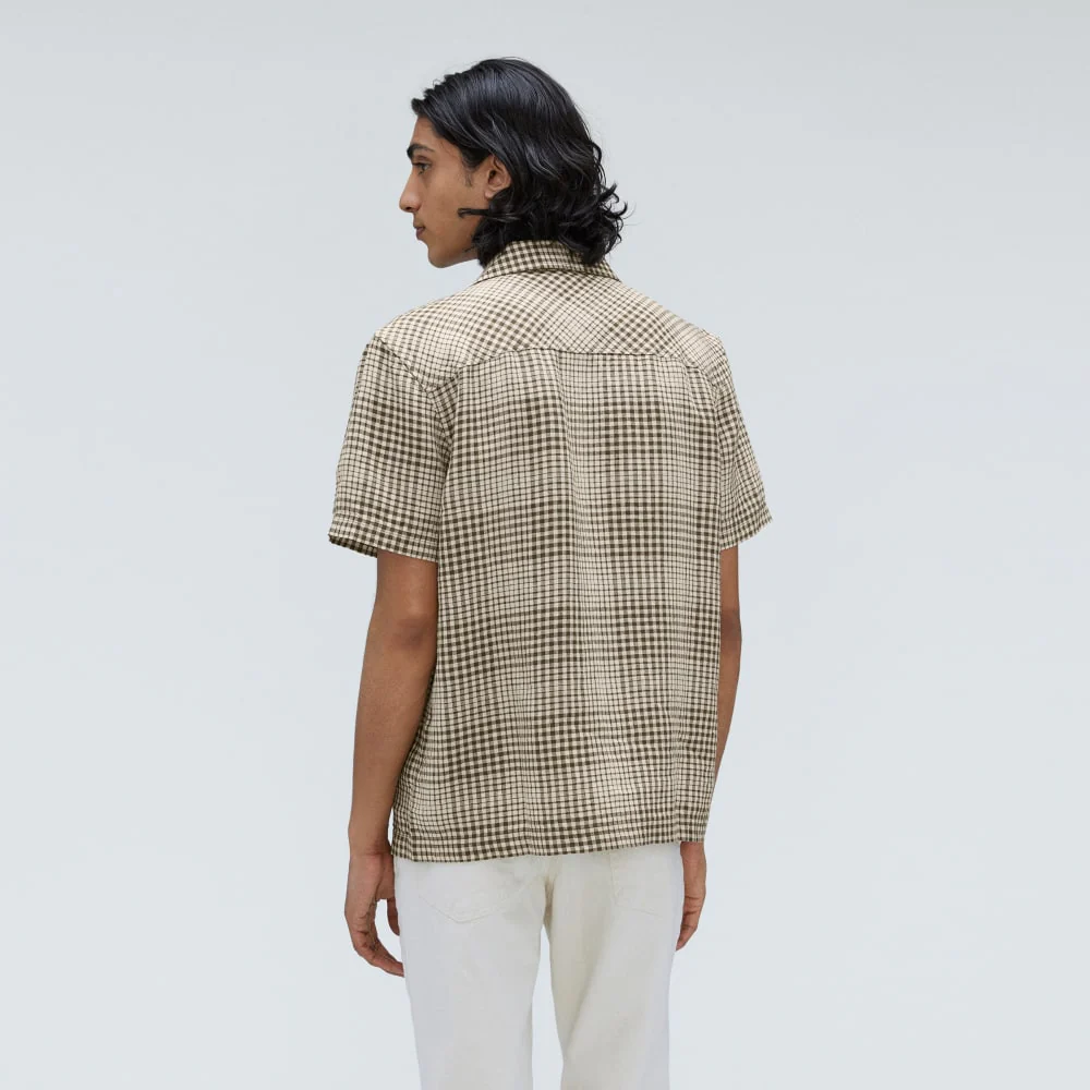 The Resort Shirt in Linen | Beech / Parchment Grid - Image 3