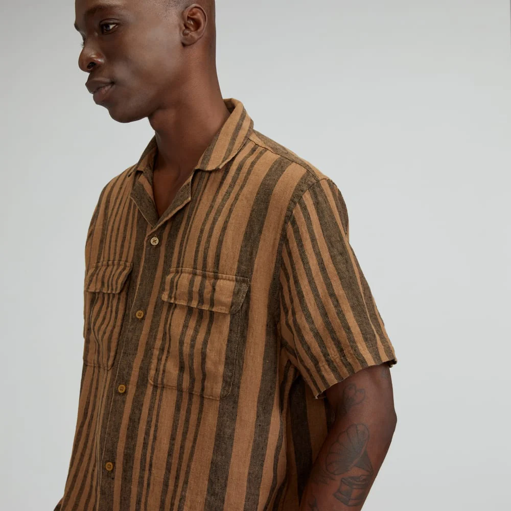 The Resort Shirt in Linen | Toasted Coconut / Black - Image 5