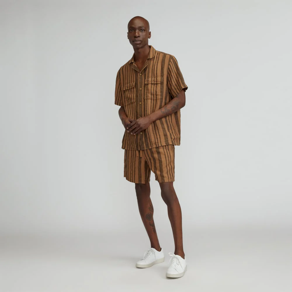 The Resort Shirt in Linen | Toasted Coconut / Black - Image 6