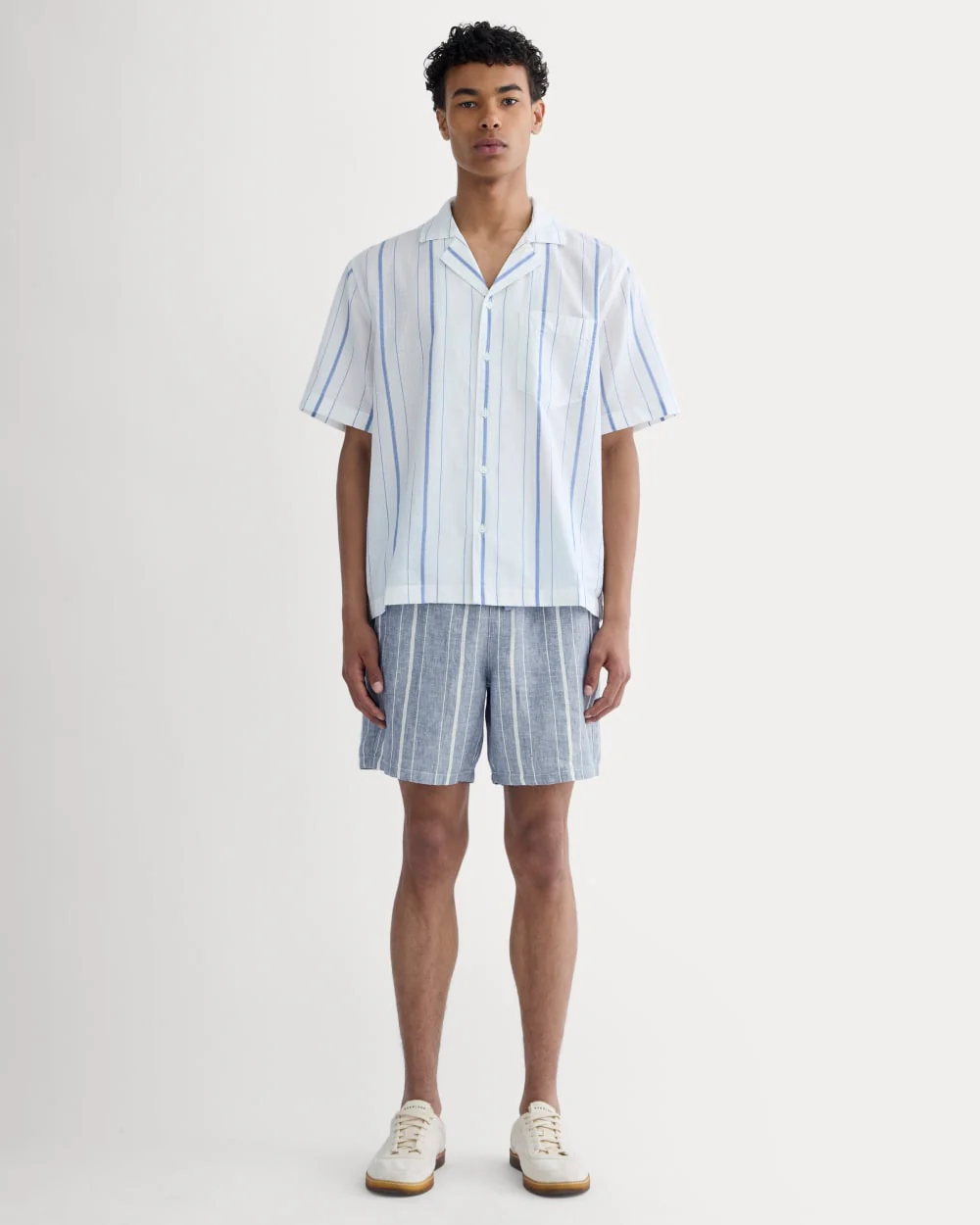 The Linen Easy Short | Dutch Blue / Bone - Image 3