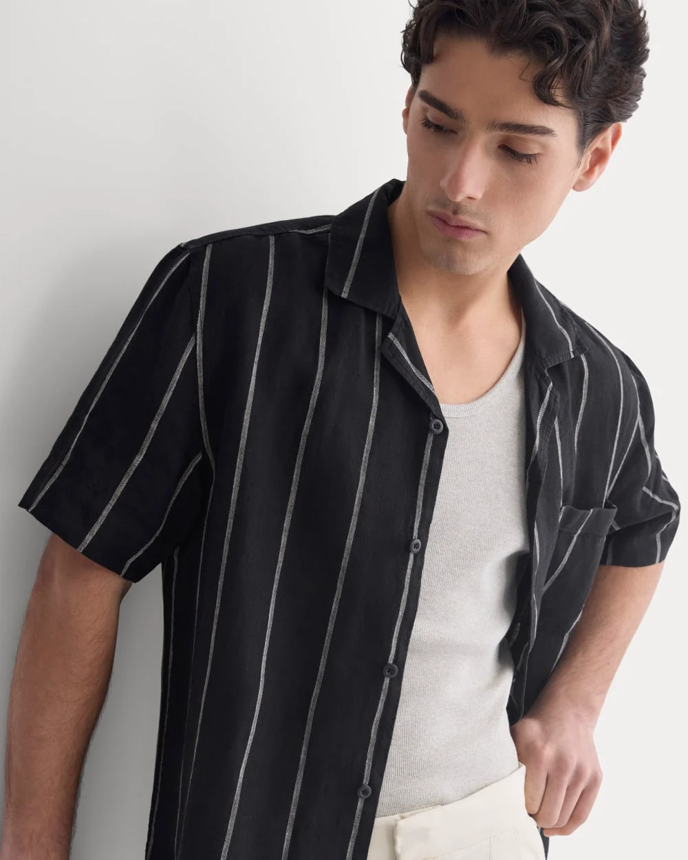 Linen Resort Shirt | Black / Bone - Image 5