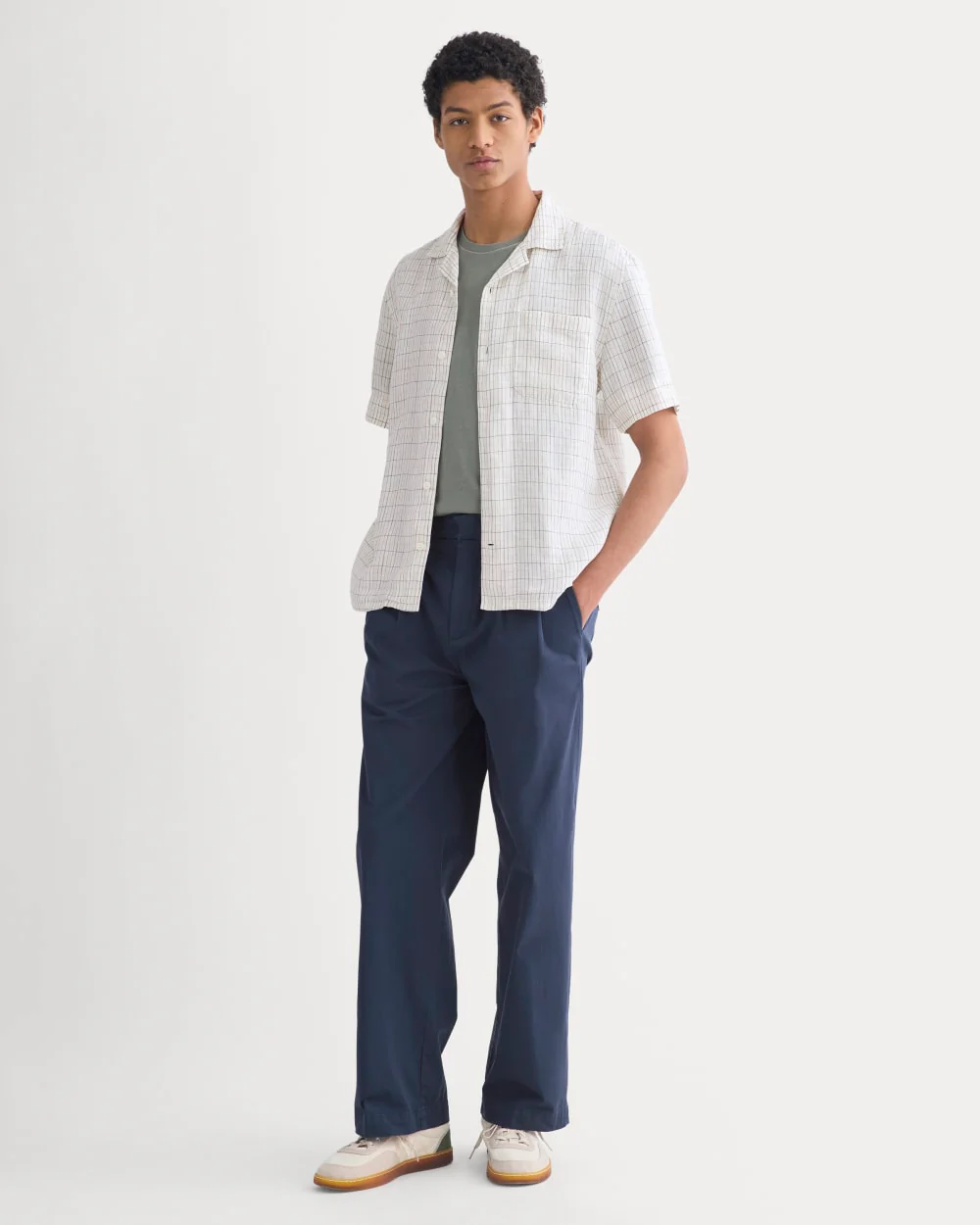 Linen Resort Shirt | Bone Plaid - Image 4
