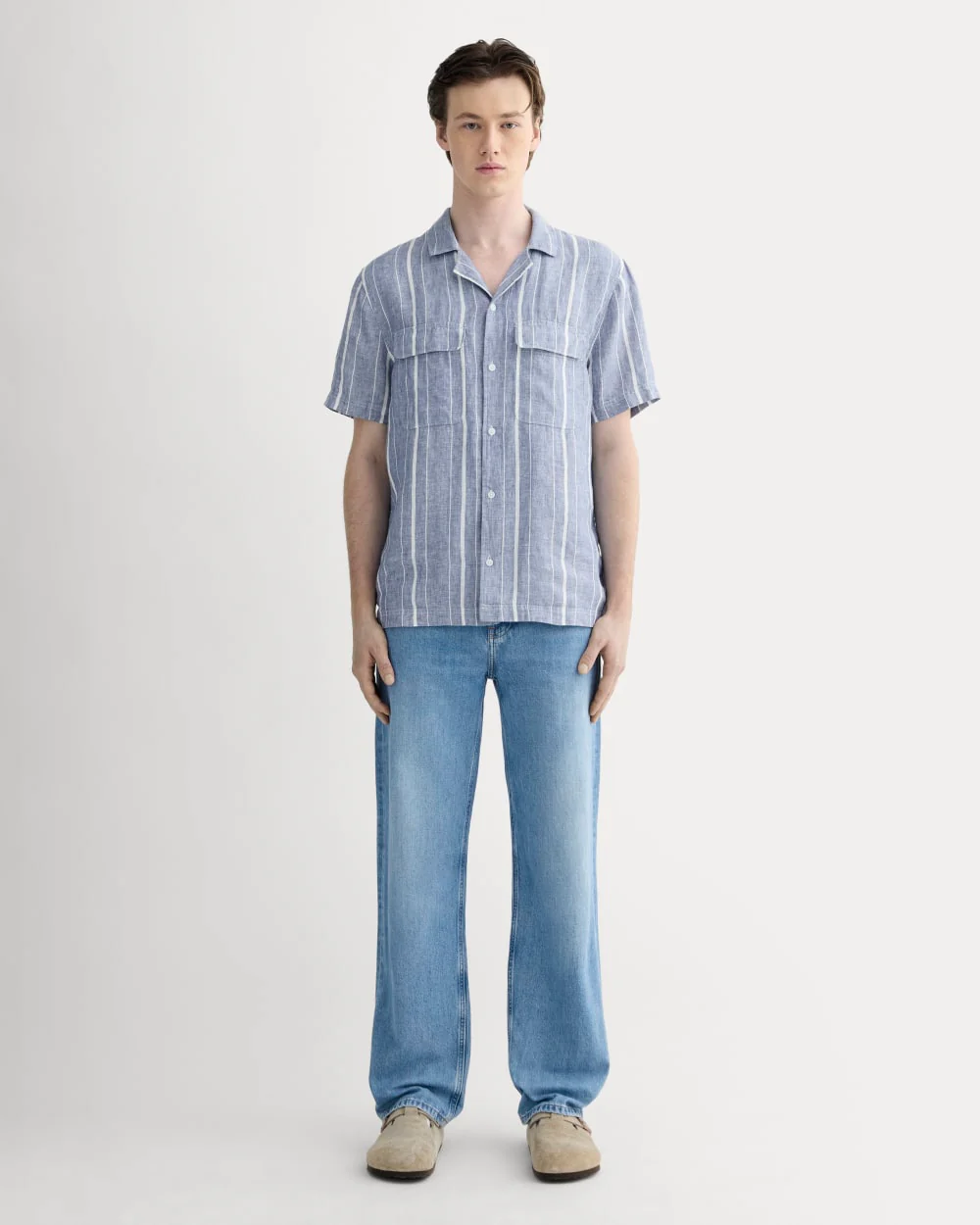 The Resort Shirt in Linen | Dutch Blue / Bone - Image 3