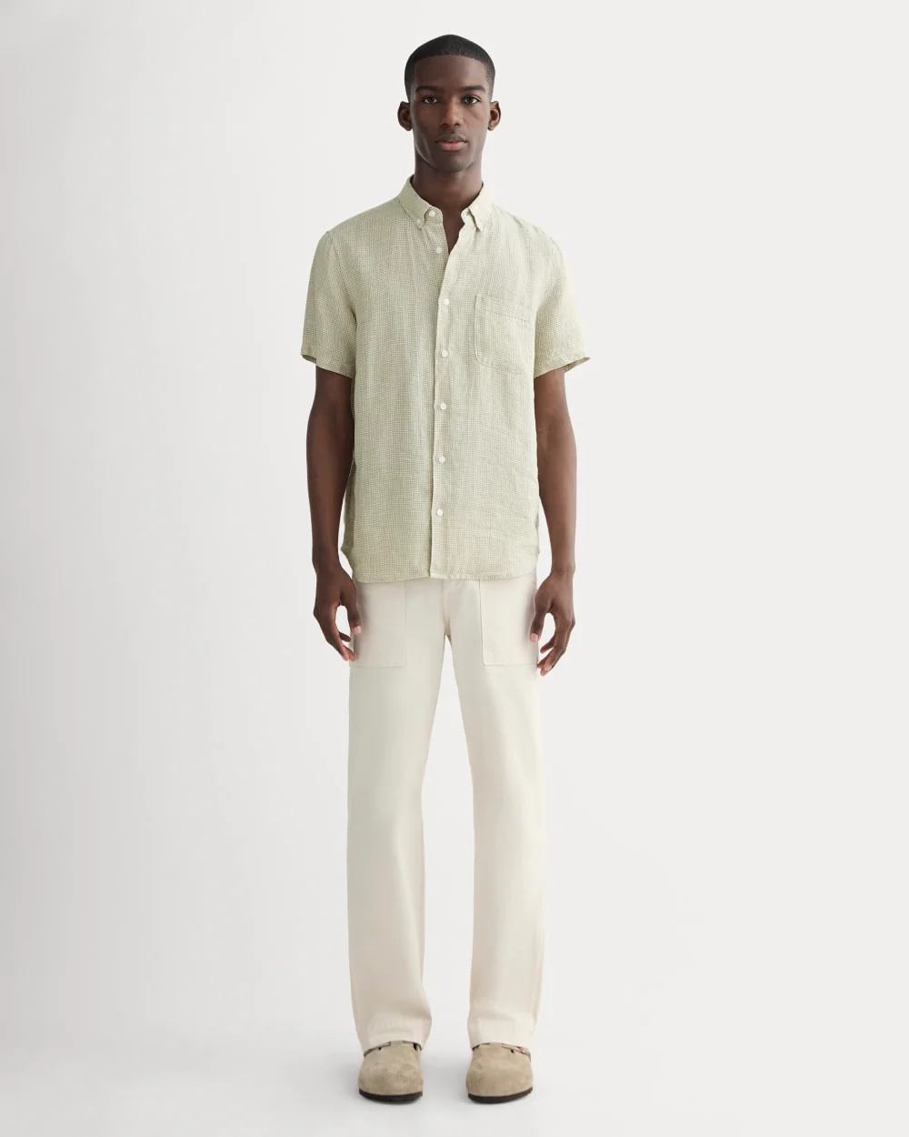 The Classic Short-Sleeve Shirt in Linen | Elm Gingham - Image 3