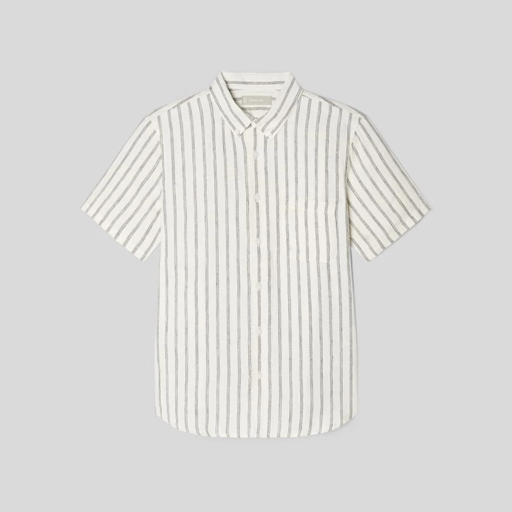 The Classic Short-Sleeve Shirt in Linen | Black / Canvas Tan - Image 2