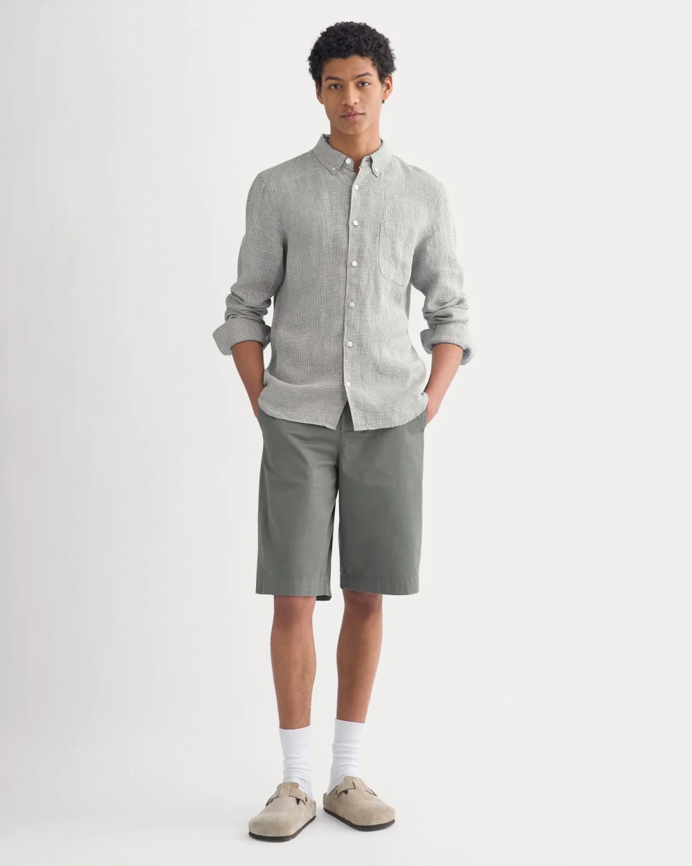 The Classic Shirt in Linen | Agave / Bone - Image 3