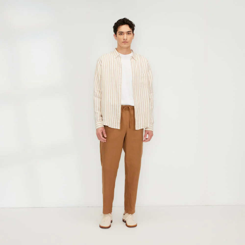 The Classic Shirt in Linen | Bone / Caramel - Image 6