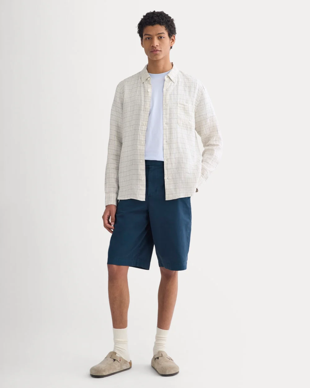 The Classic Shirt in Linen | Bone Plaid - Image 3