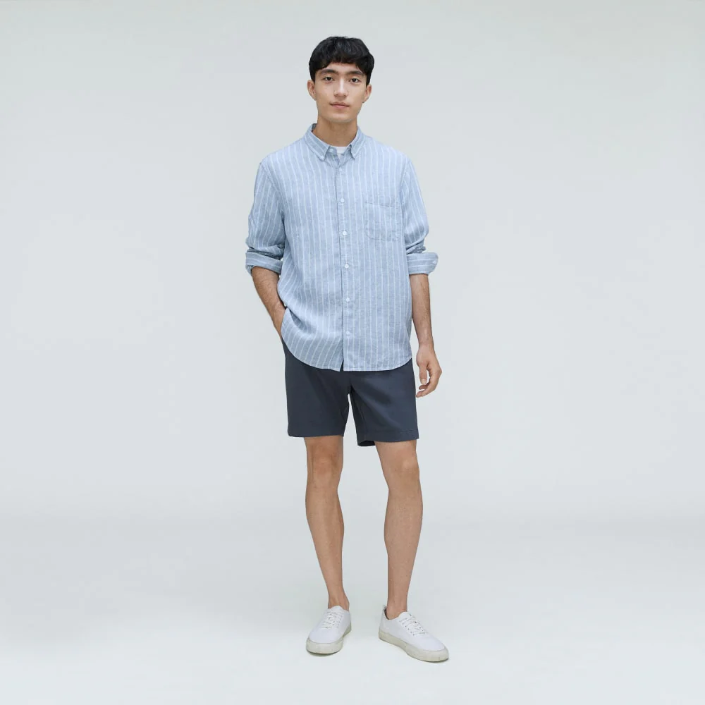 The Classic Shirt in Linen | White / Blue - Image 4