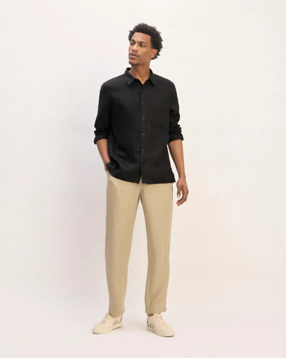 The Linen Straight Hem Shirt | Black - Image 3