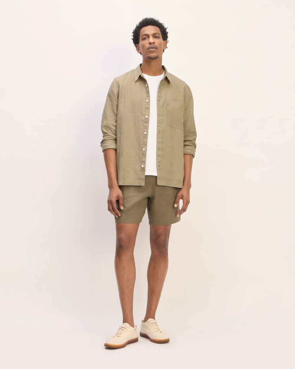 The Linen Straight Hem Shirt | Trench Coat Khaki - Image 3
