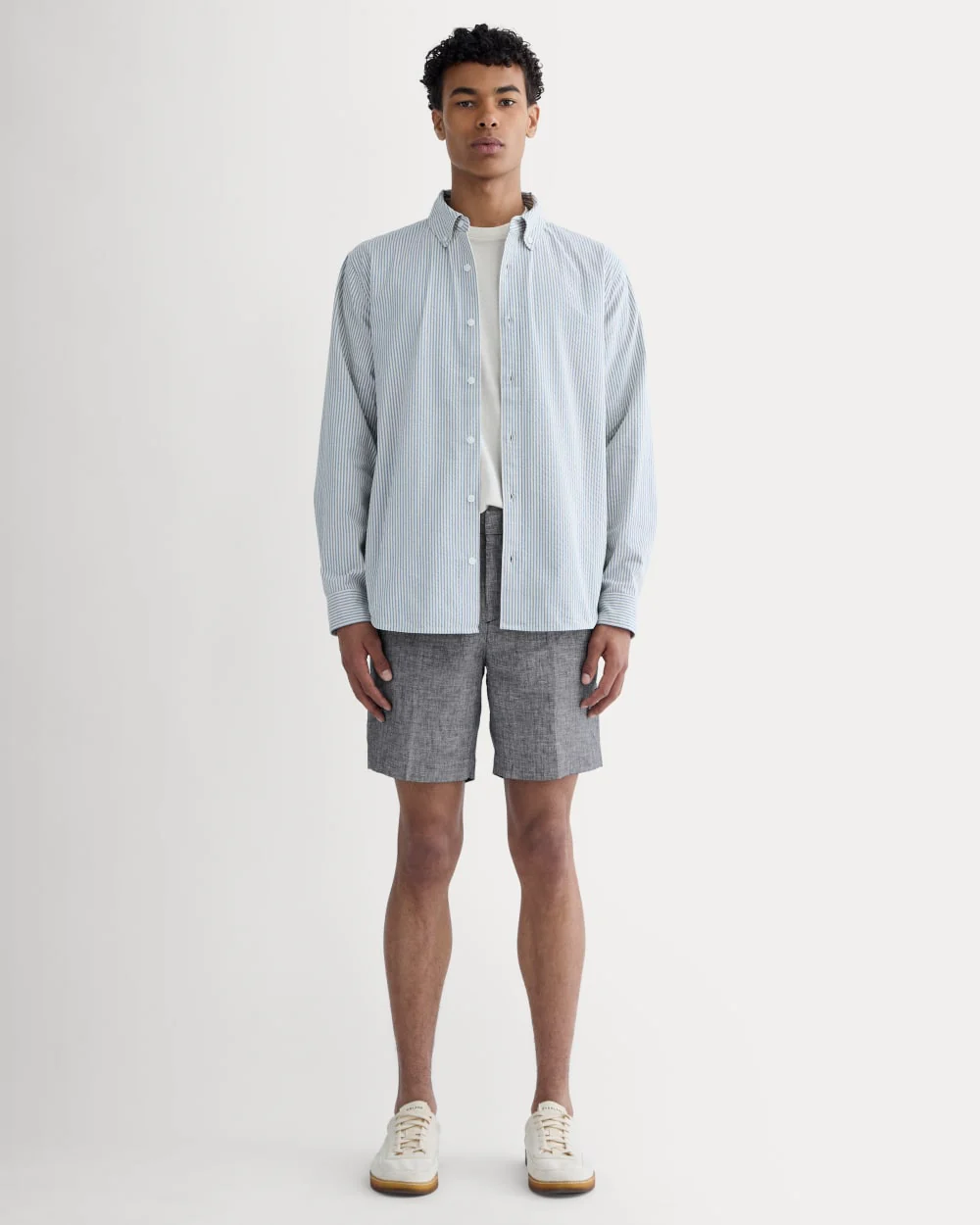 The 7" Linen Trouser Short | Navy Chambray - Image 3