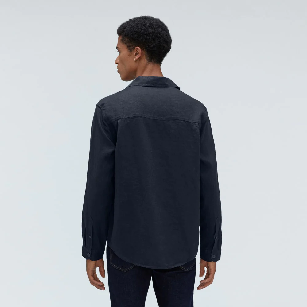 The Long Sleeve Linen Camp Shirt | Deep Navy - Image 3