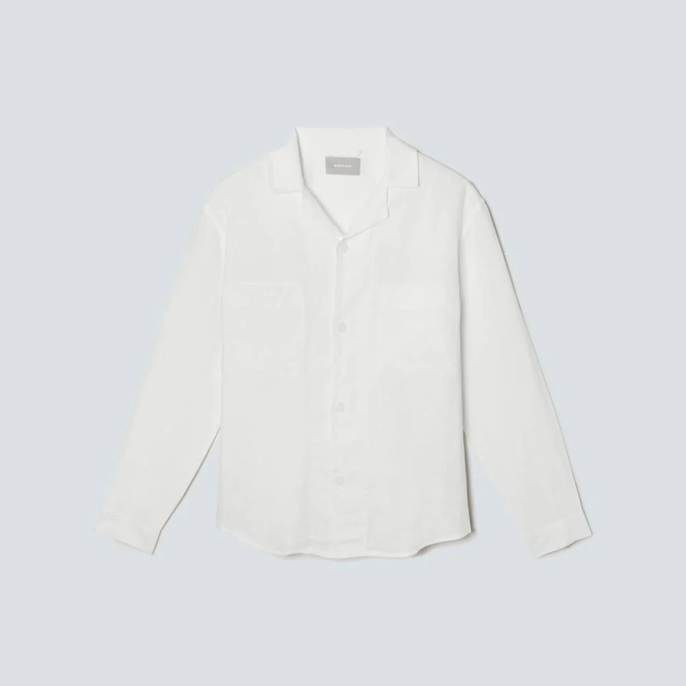 The Long Sleeve Linen Camp Shirt | White