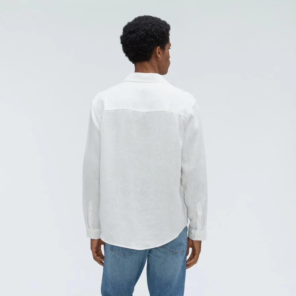The Long Sleeve Linen Camp Shirt | White - Image 3