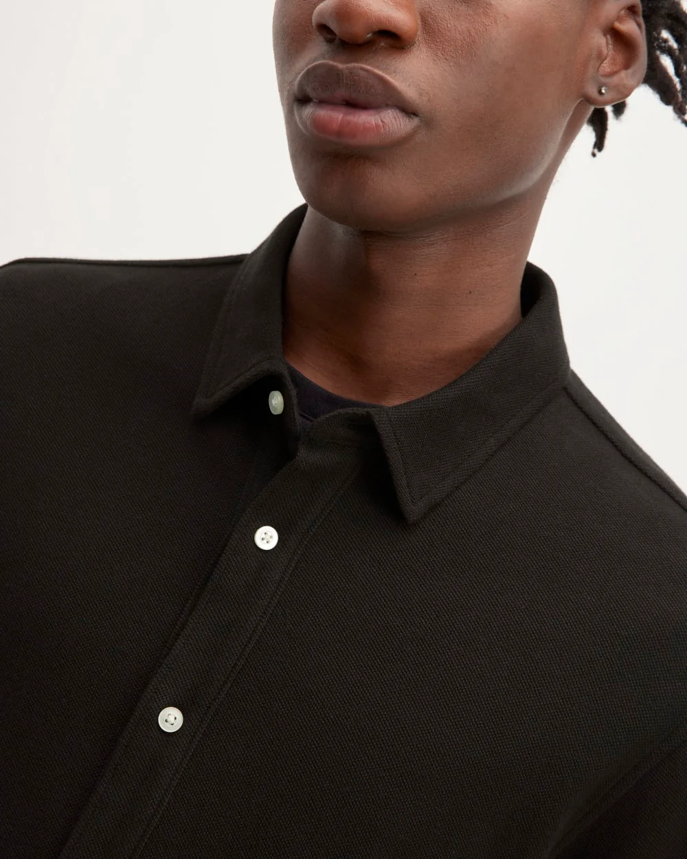 The Long-Sleeve Pique Shirt | Black - Image 4