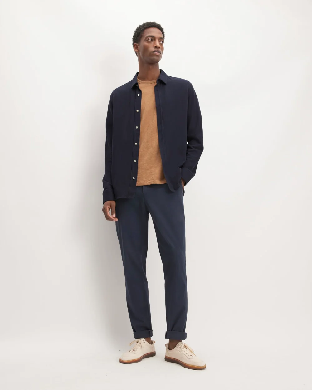 The Long-Sleeve Pique Shirt | Deep Navy - Image 3