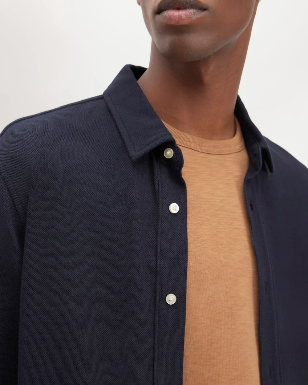 The Long-Sleeve Pique Shirt | Deep Navy - Image 4
