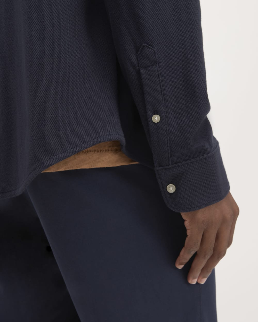 The Long-Sleeve Pique Shirt | Deep Navy - Image 5