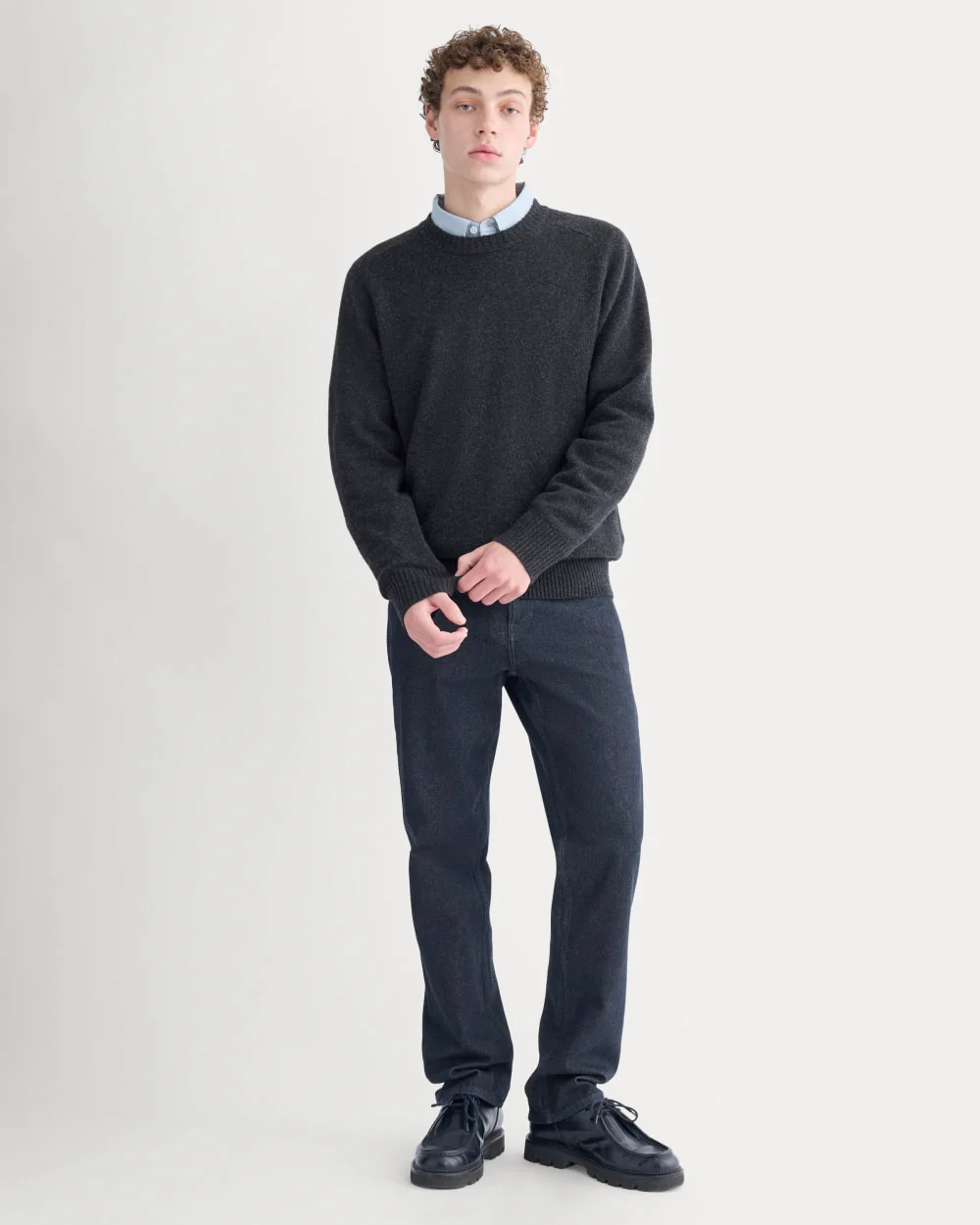 Midweight Cashmere Crew | Heathered Black - Image 3