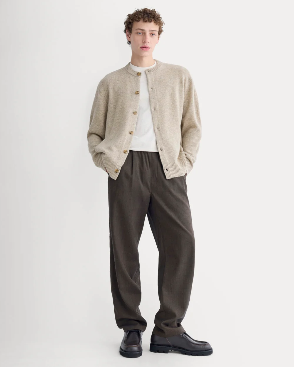 Luxe Merino Crew Cardigan | Heather Gravel - Image 5