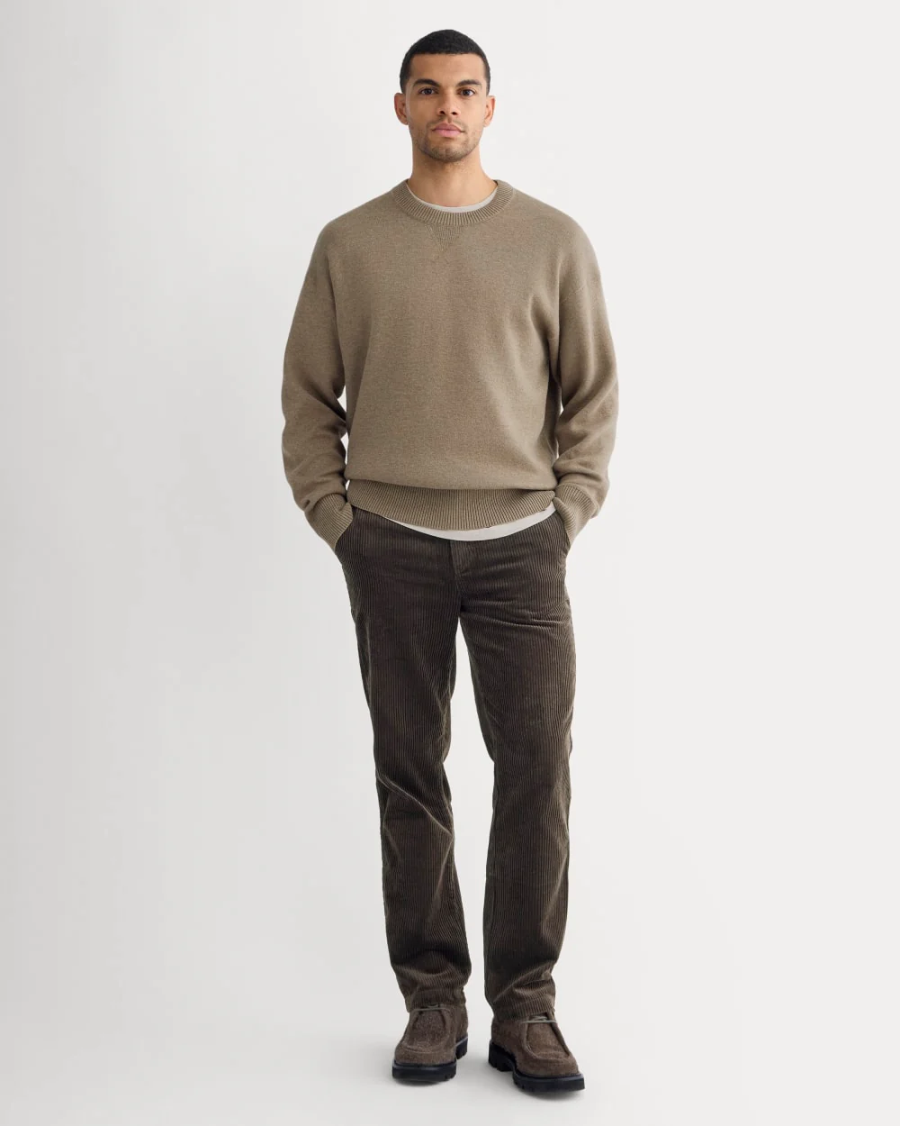 Luxe Merino Double-Knit Sweater | Taupe Melange - Image 3