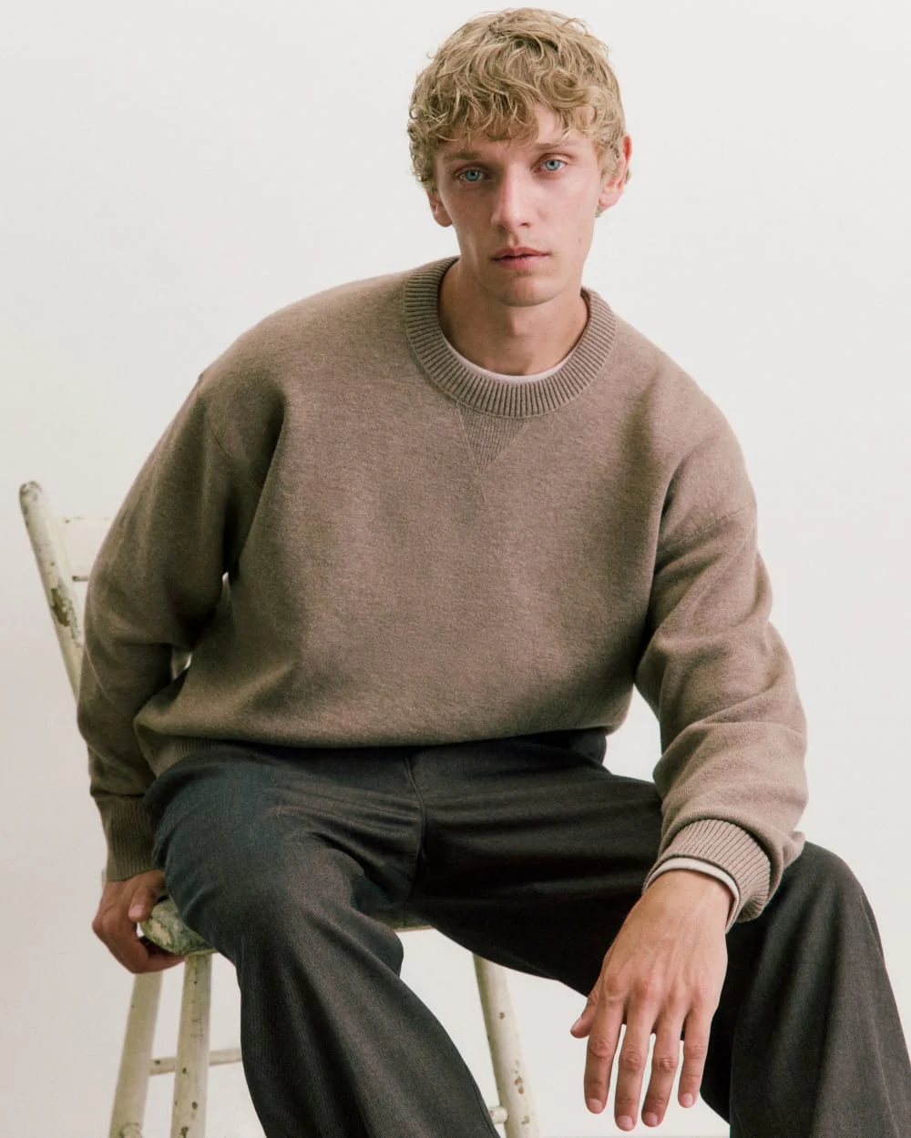 Luxe Merino Double-Knit Sweater | Taupe Melange - Image 7