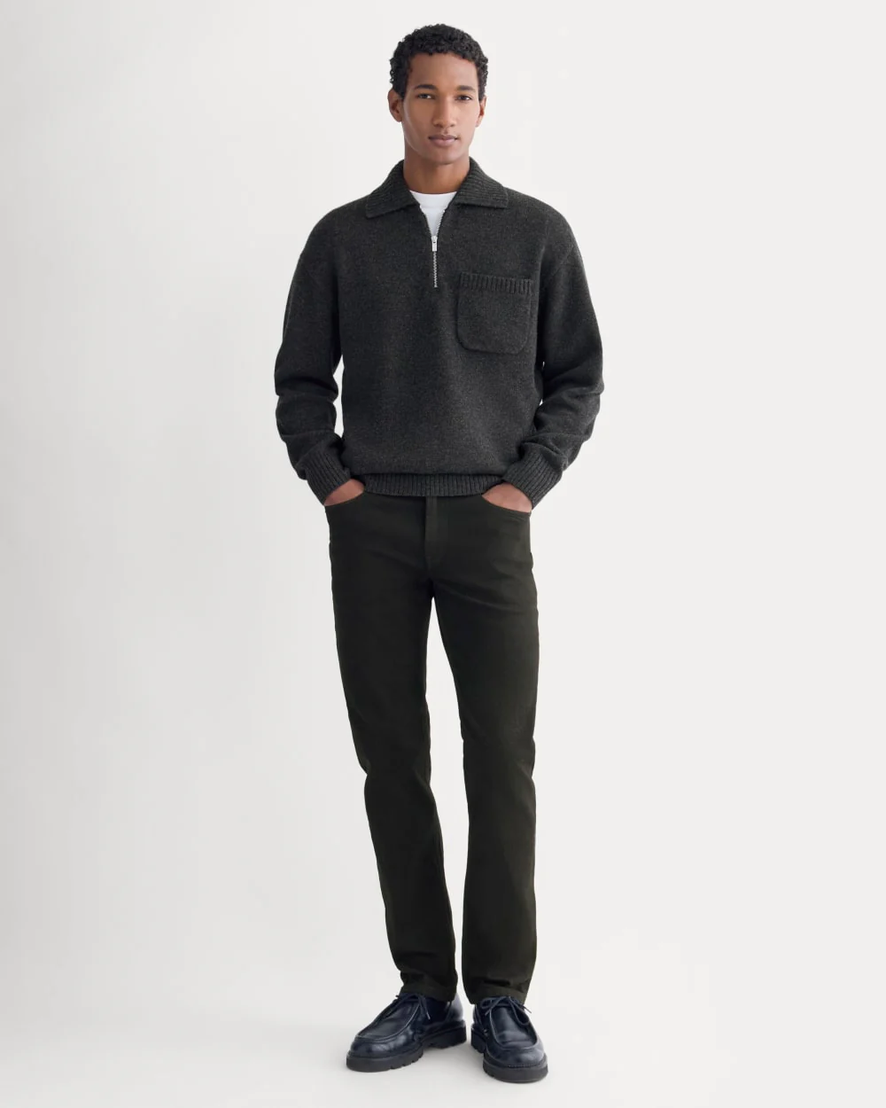Luxe Merino Quarter-Zip Pullover | Heathered Black - Image 3
