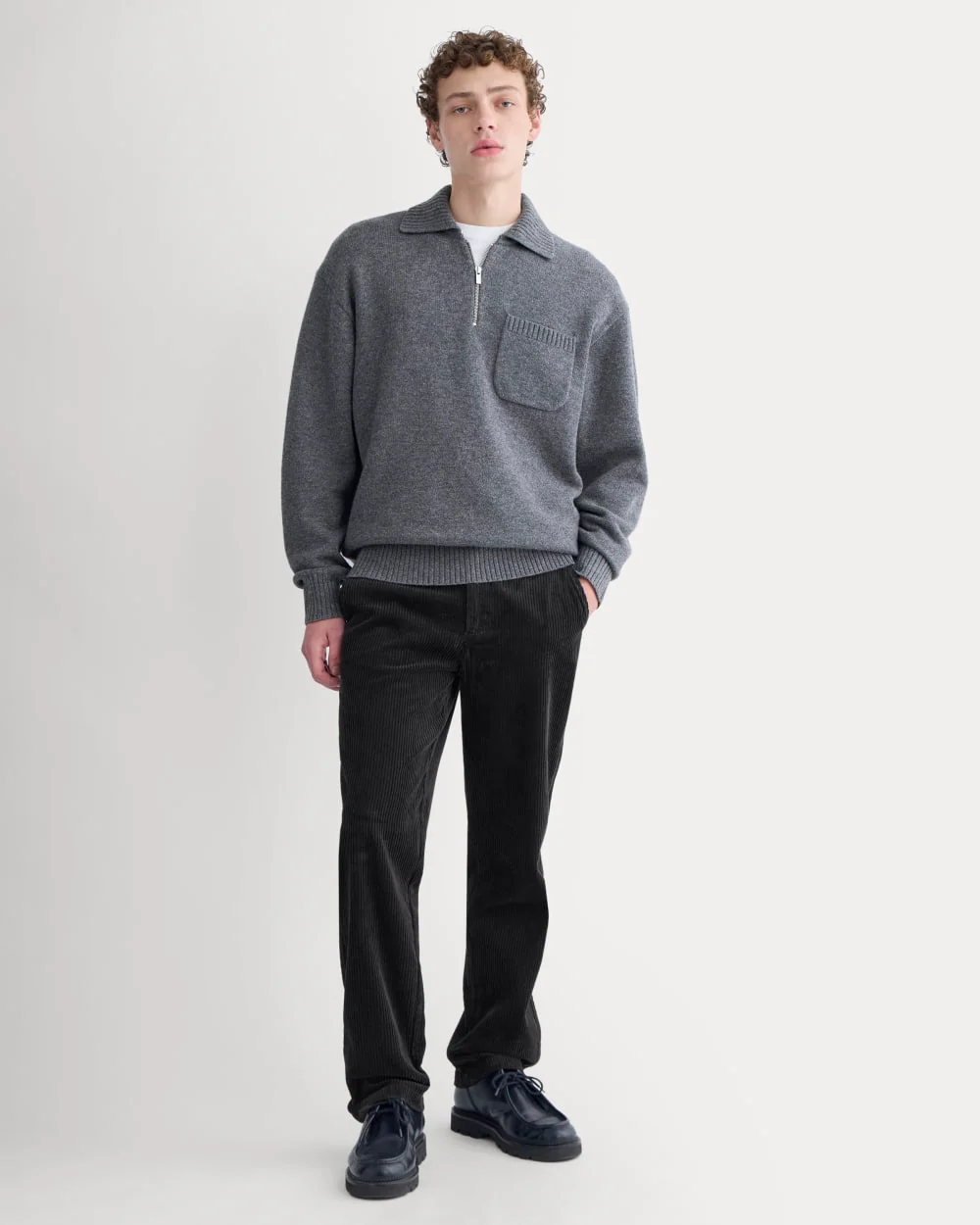 Luxe Merino Quarter-Zip Pullover | Heathered Charcoal - Image 3