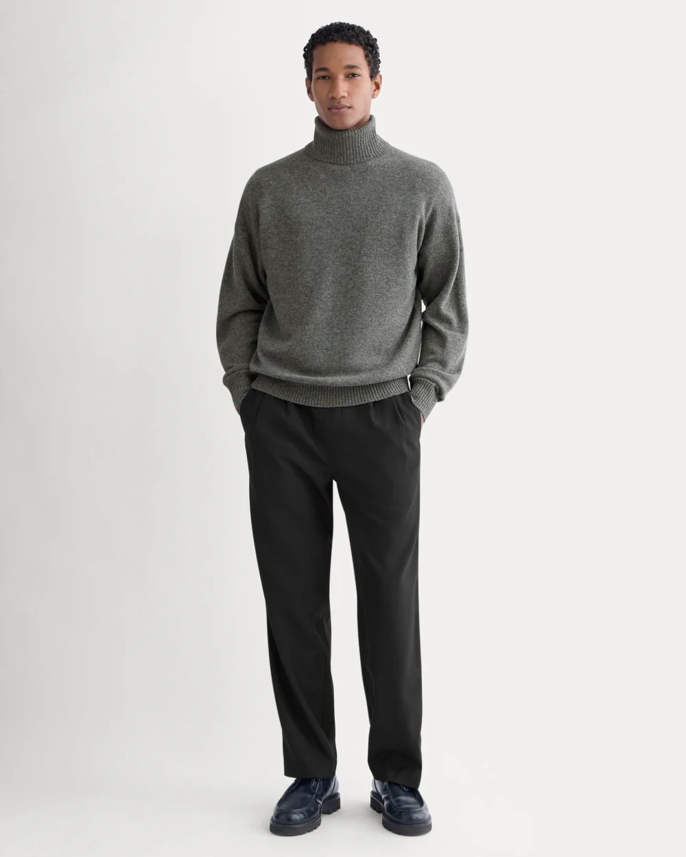 Luxe Merino Relaxed Turtleneck | Heathered Charcoal - Image 3