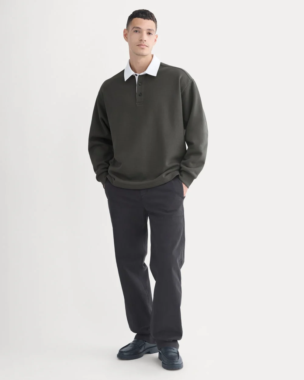 Luxe Fleece Rugby Polo | Washed Black - Image 3
