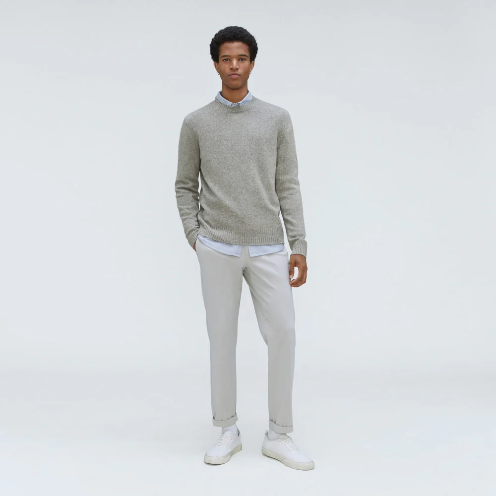 The Merino-Blend Crewneck Sweater |  Heathered Grey - Image 4