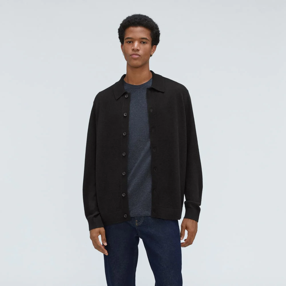 The Merino-Blend Sweater Polo | Black
