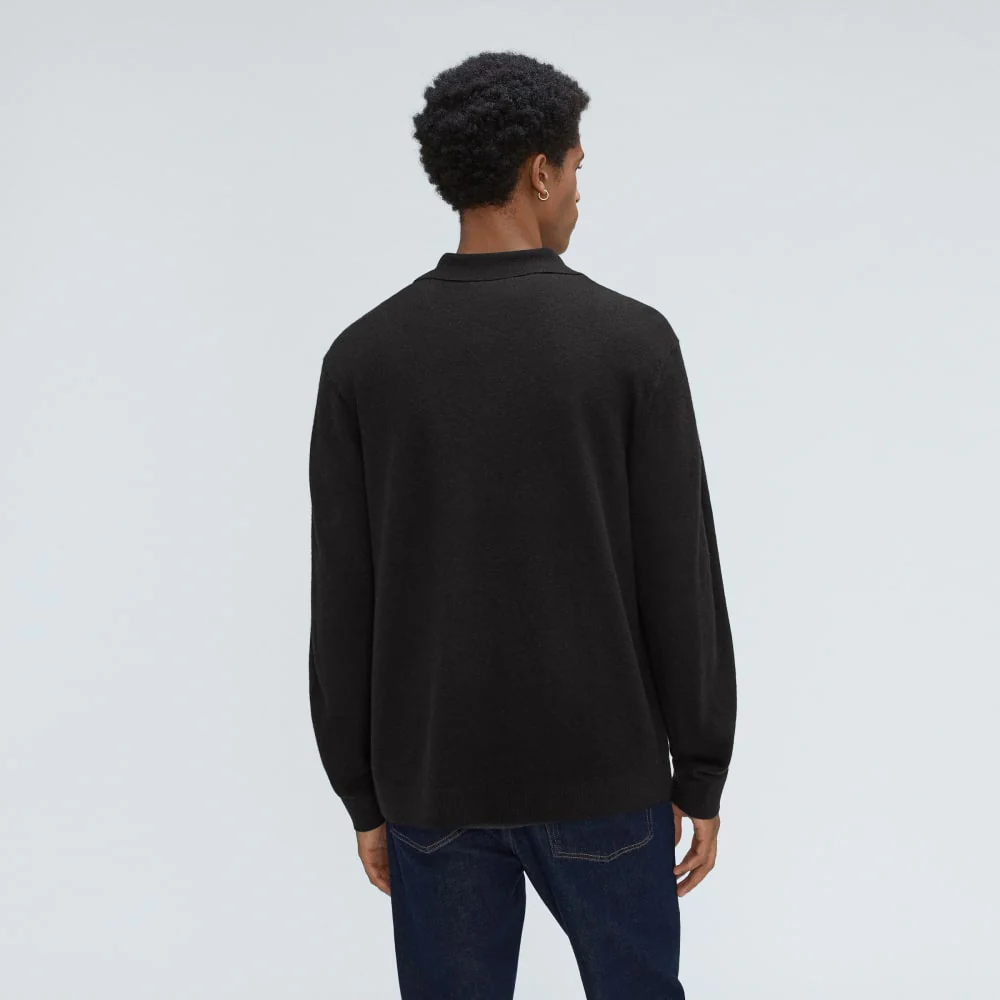 The Merino-Blend Sweater Polo | Black - Image 3