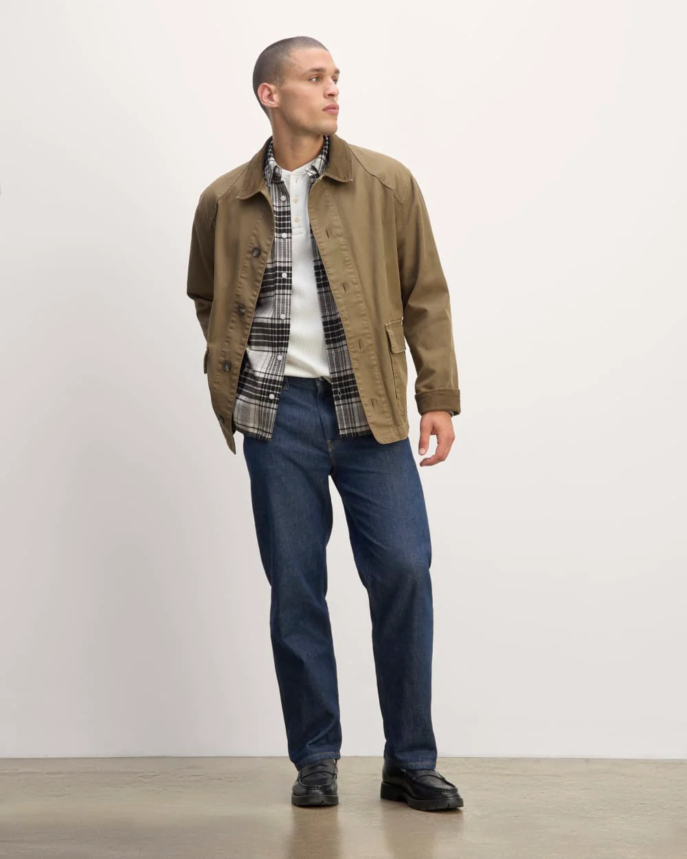 The Brushed Flannel Shirt | Light Heather Oat / Black - Image 6