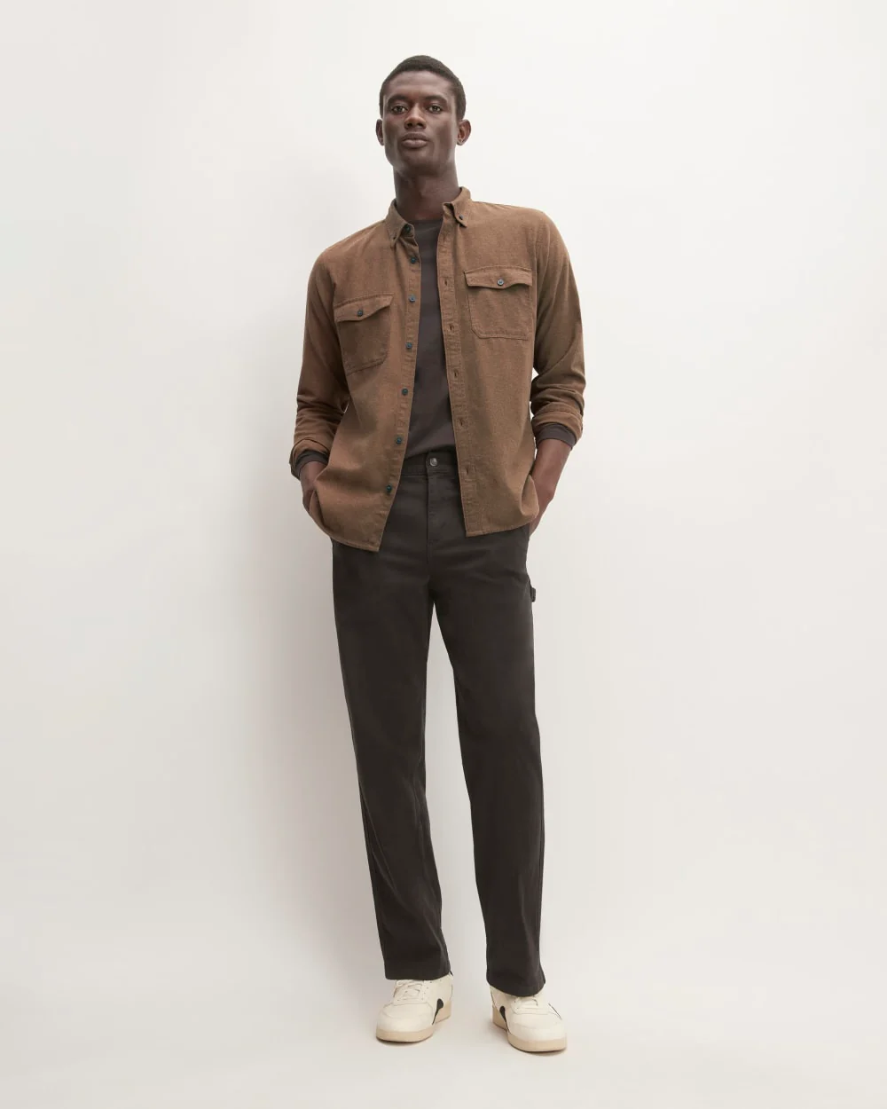 The Brushed Flannel Shirt | Heathered Cocoa Brown - Image 3
