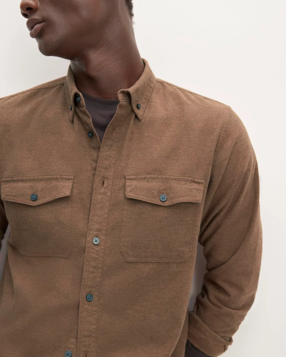 The Brushed Flannel Shirt | Heathered Cocoa Brown - Image 4