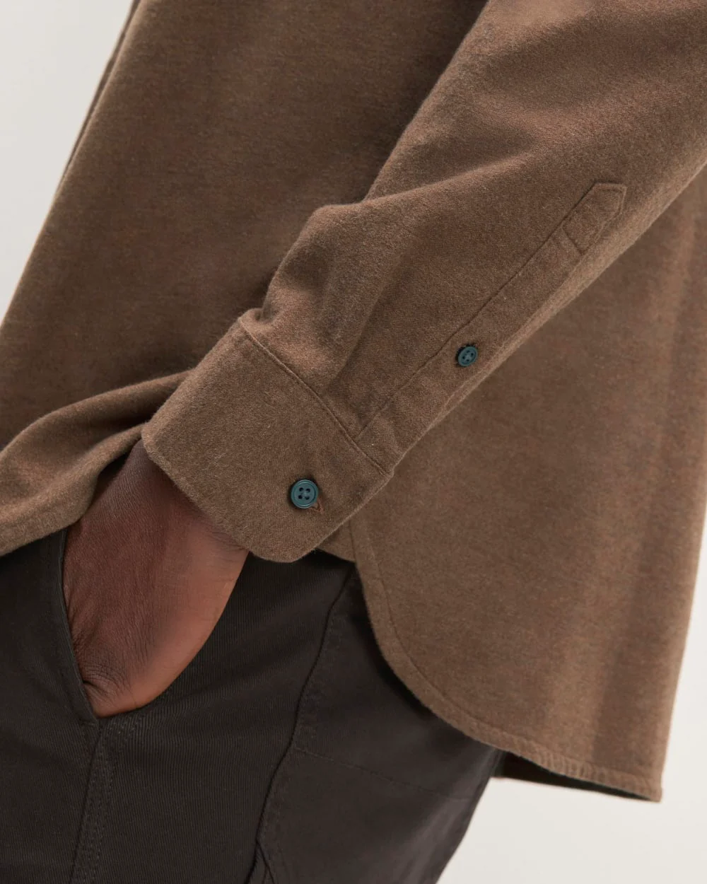 The Brushed Flannel Shirt | Heathered Cocoa Brown - Image 5