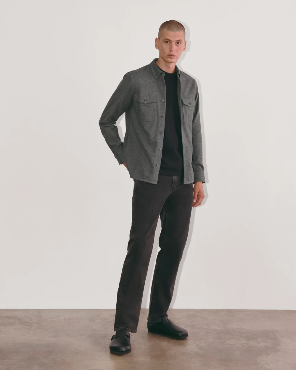 The Brushed Flannel Shirt | Heathered Graphite - Image 2
