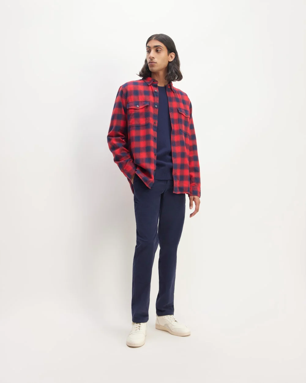 The Brushed Flannel Shirt | Haute Red / Bellwether Blue - Image 3