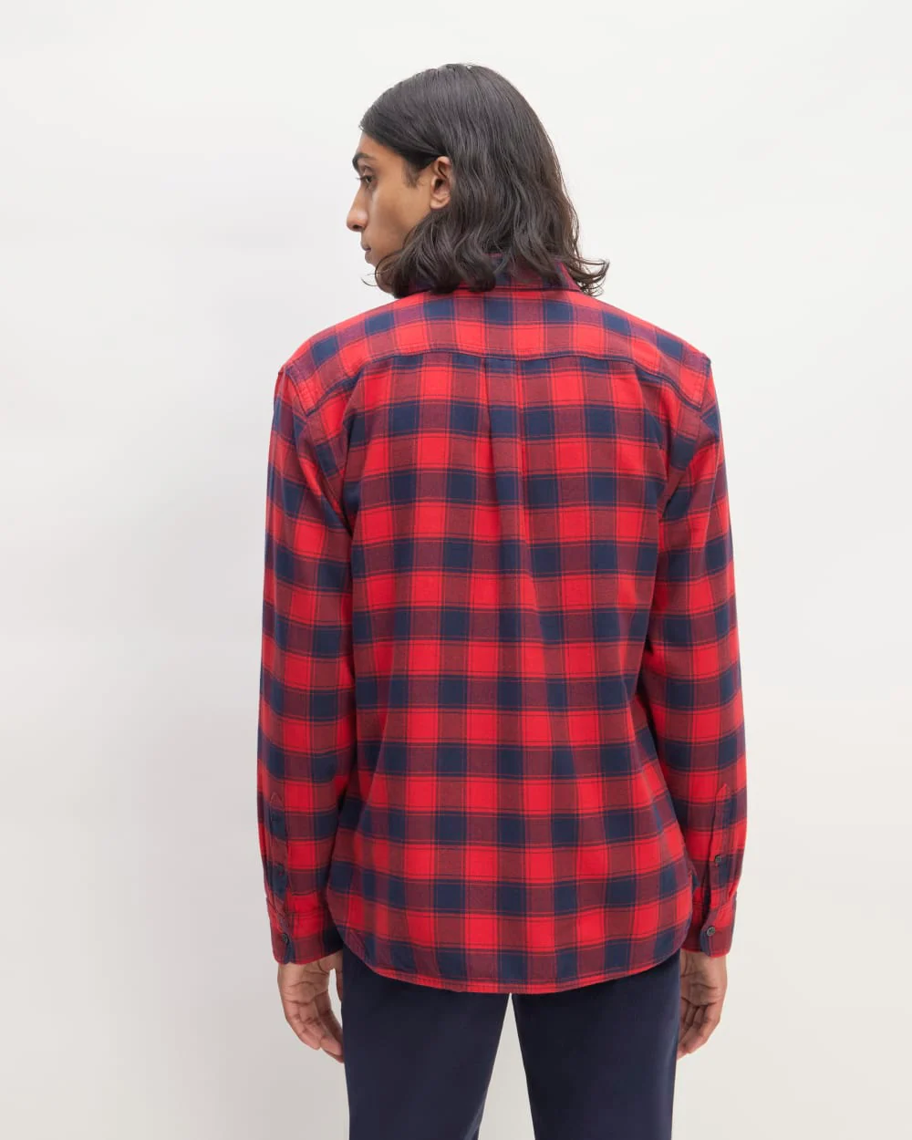 The Brushed Flannel Shirt | Haute Red / Bellwether Blue - Image 6