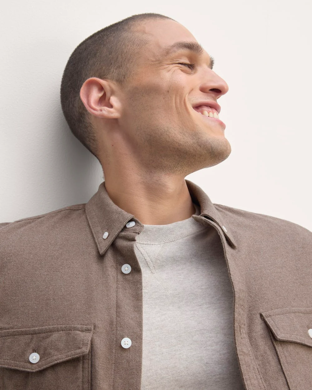 The Brushed Flannel Shirt | Taupe Melange - Image 4