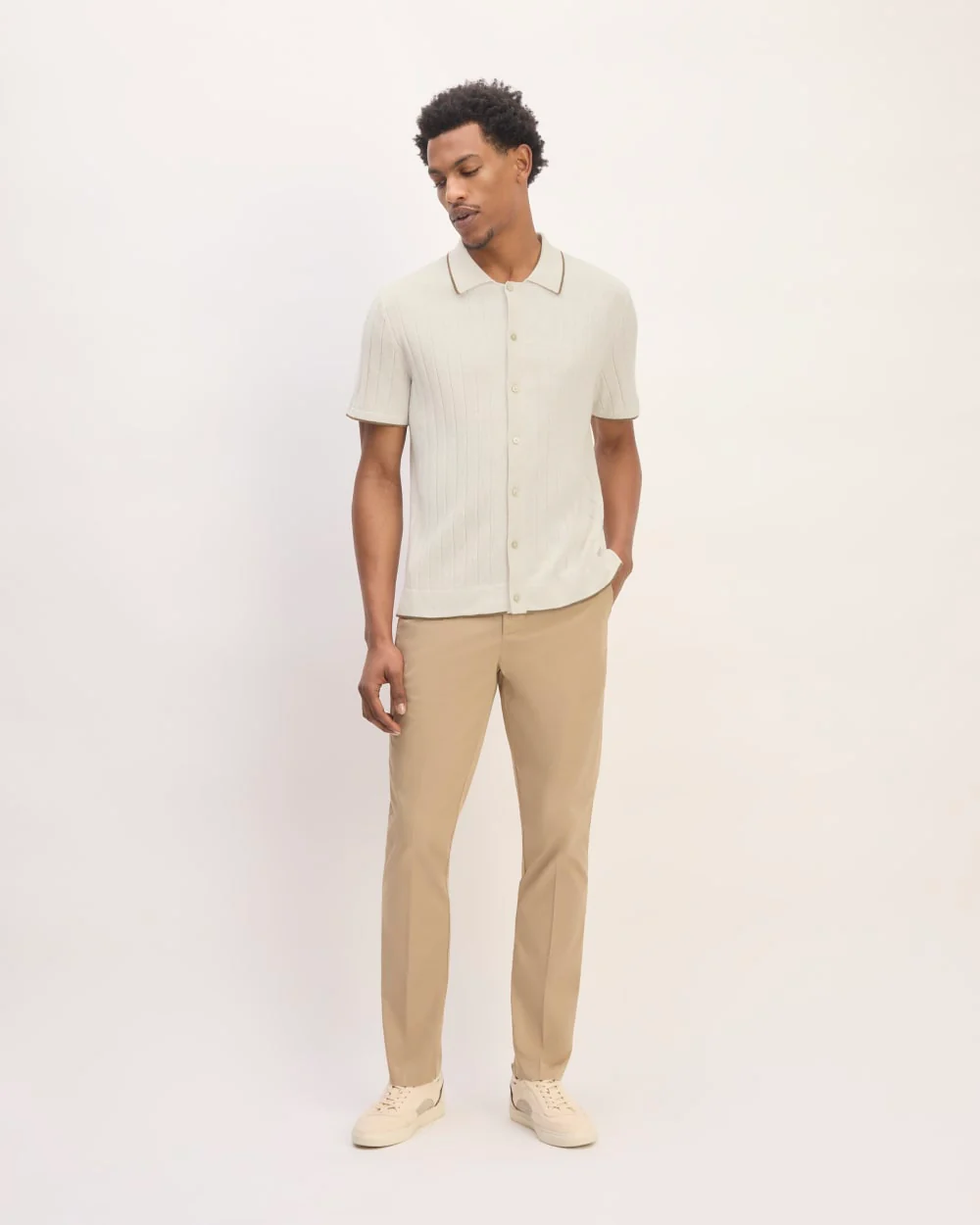 The No-Sweat Button-Down Polo | Heathered Canvas - Image 3