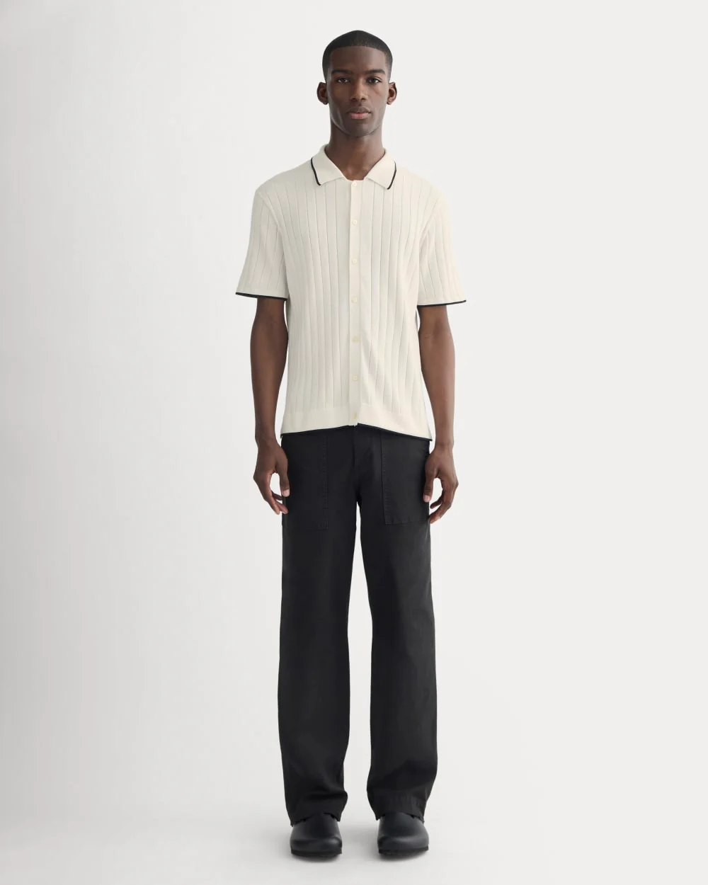 The No-Sweat Button-Down Polo | Heathered Canvas - Image 3