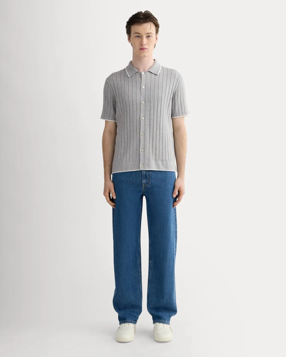The No-Sweat Button-Down Polo | Heather Grey - Image 3