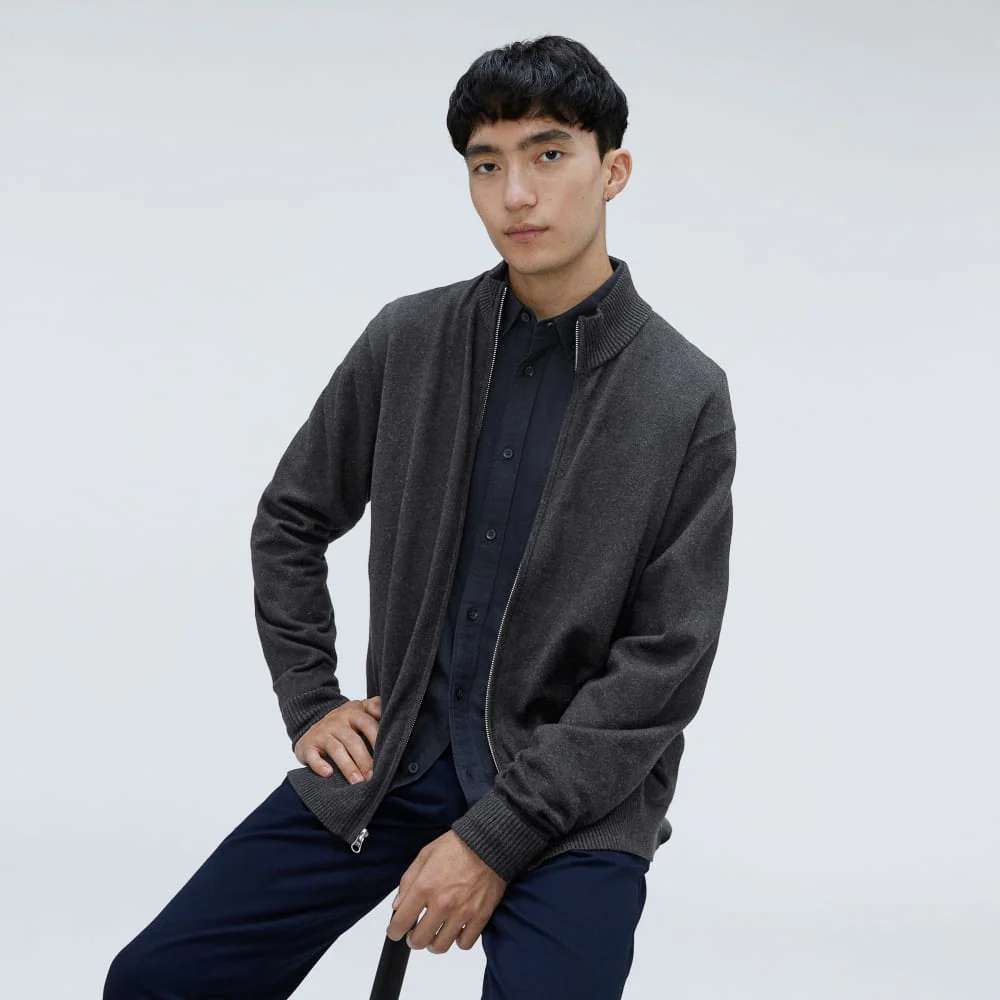 The No-Sweat Full Zip Sweater | Heather Ash - Image 4