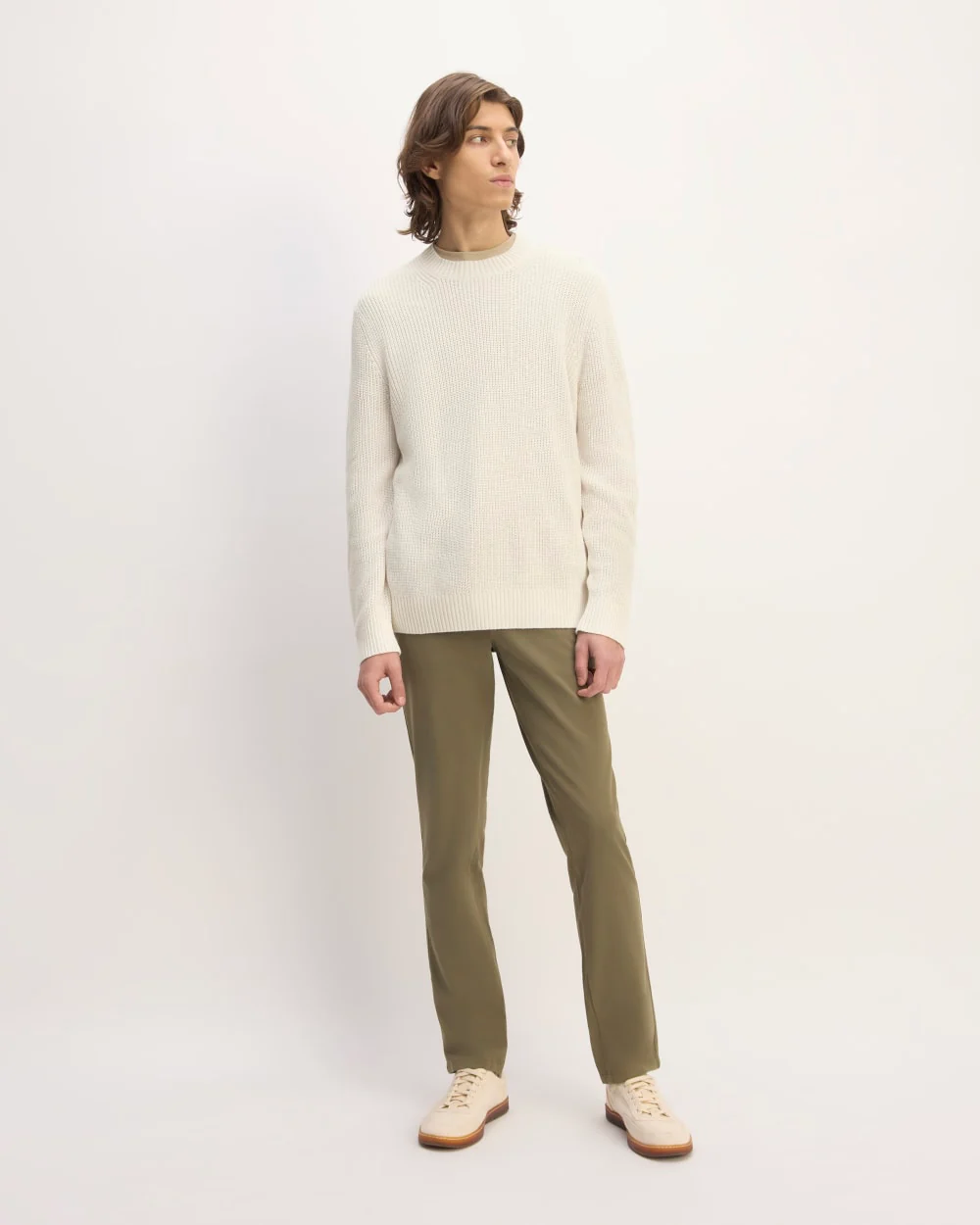 The No-Sweat Ribbed Crew | Heathered Canvas - Image 3