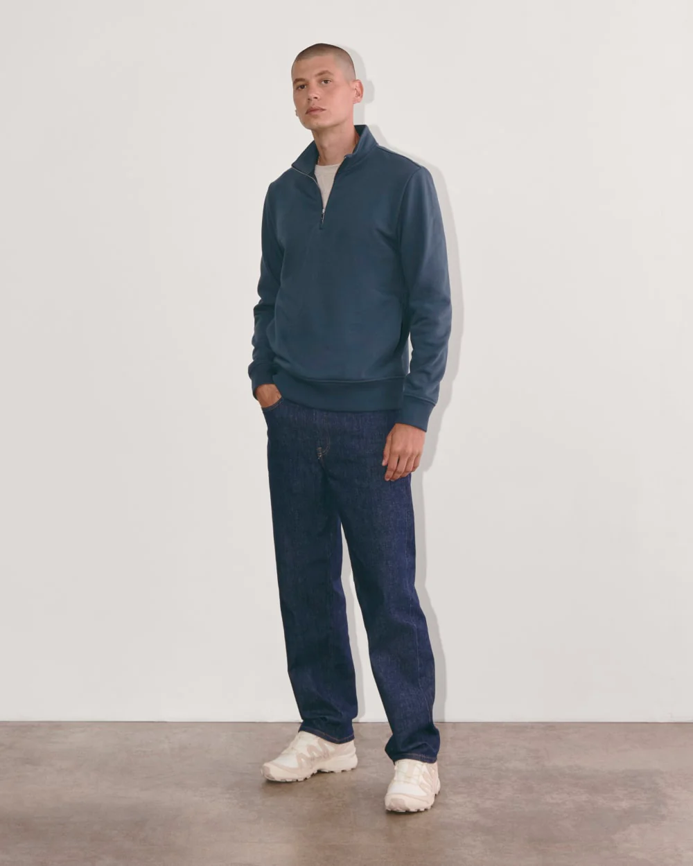 The Off-Duty Terry Quarter-Zip | Midnight Navy - Image 3