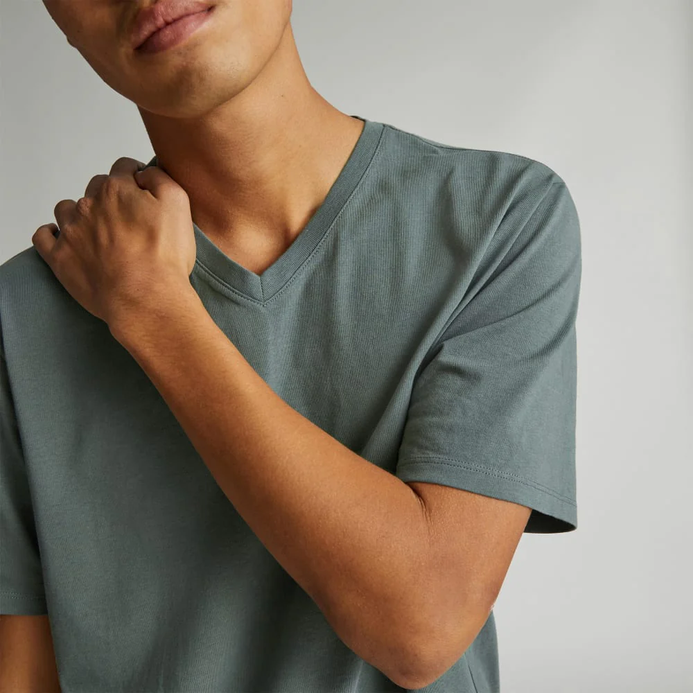 The Organic Cotton V-Neck Tee | Green Balsam - Image 2